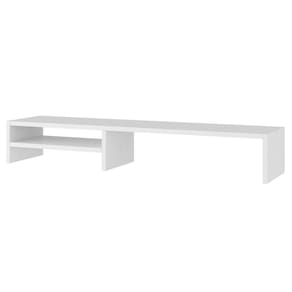 Base Suporte Stand-pro Para Monitor Setup Soft Elevado 95x15cm Em 100% Mdf Branco - Abmaza