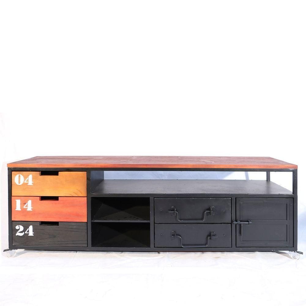 Rack para Tv Loft Estilo Industrial Em Ferro 160cm Preto
