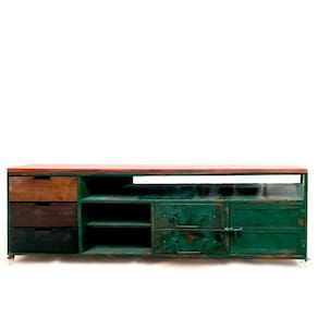 Rack para Tv Loft Estilo Industrial Em Ferro 180cm Verde