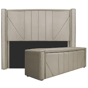 Cabeceira E Baú Casal 140Cm p/Cama Box - Adj Decor Bege