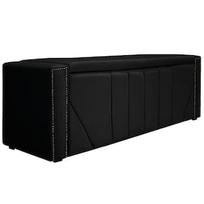 Calçadeira Baú Casal Minsk P02 140cm Cama Box Suede Preto
