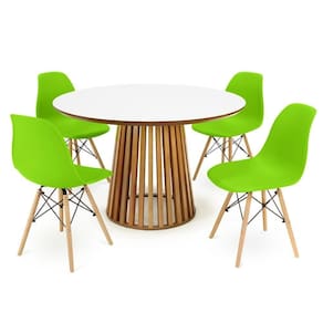 Conjunto Mesa De Jantar Redonda 120cm Com 4 Cadeiras