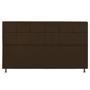 Cabeceira Estofada Damares 195 Cm King Size Suede Marrom