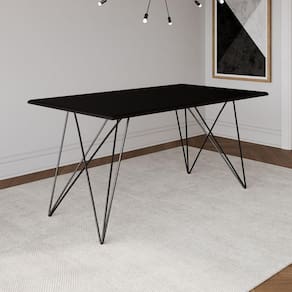 Mesa De Jantar Trama Base Preta Com Tampo Preto 140 X 80 - Asturias - Cor: Preto