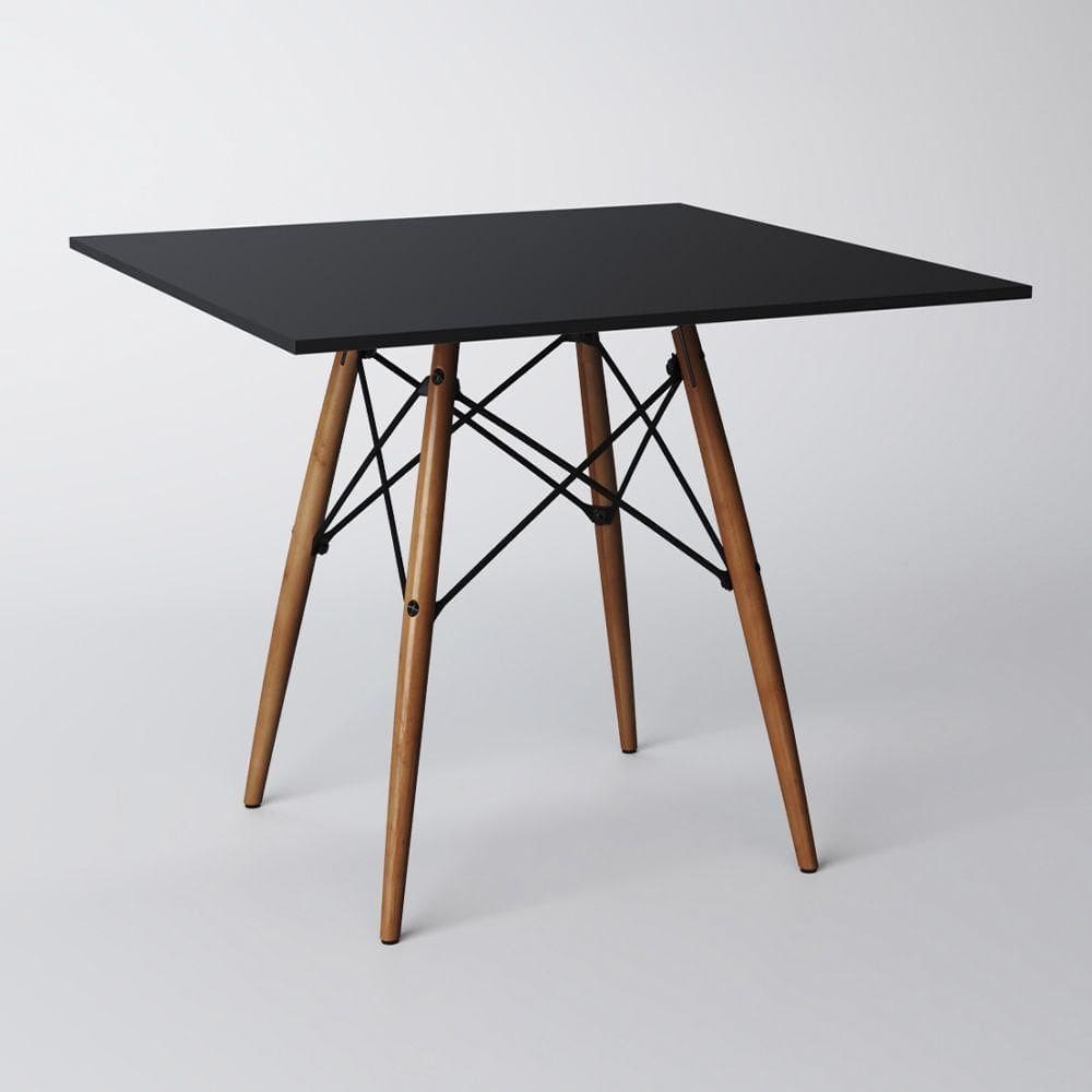 Mesa Eiffel Wood Tampo Quadrado De Madeira 90 Cm Preto Asturias - Cor: Preto