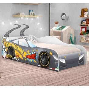 Cama Carro Vrooom Chumbo Solteiro Com Colchão