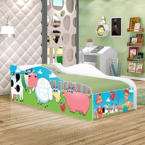 Mini Cama Like Bichinhos Na Fazenda Infantil Com Colchão