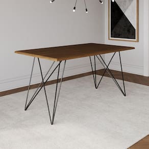 Mesa De Jantar Trama Base Preta Com Tampo Amêndoa 140 X 80 - Asturias - Cor: Marrom