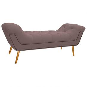 Calçadeira Estofada 160cm Queen Size Linho Rosê