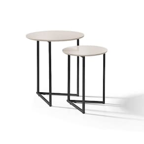 Mesa Lateral Jade Pé De Ferro Estilo Industrial Preto/off