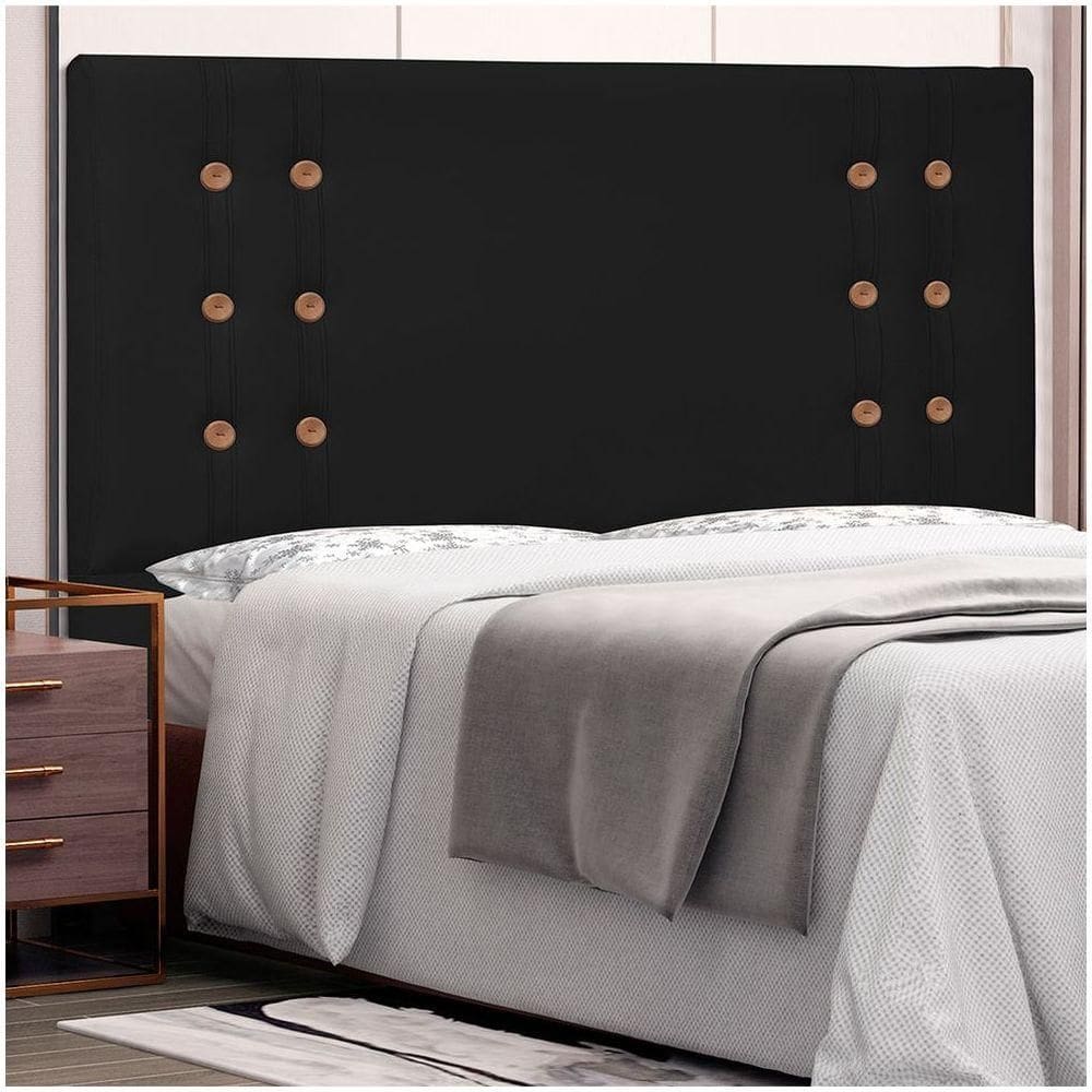 Cabeceira Gênova para Cama Box Queen 160cm Corino Preto