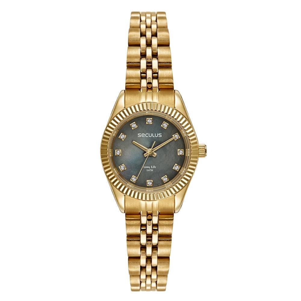Relógio Seculus Feminino Ref: 77257lpsvda1 Clássico Aço Dourado