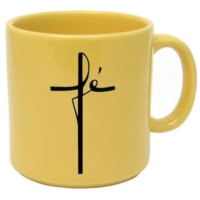 Caneca Cristã Estampa Fé Feito Em Plástico Resistente Ideal