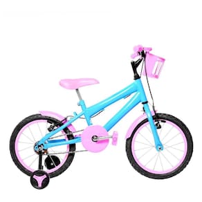 Bicicleta Infantil Aro 16 Alumínio Azul Claro E Rosa