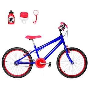 Bicicleta Infantil Masculina Aro 20+Kit Passeio Azul