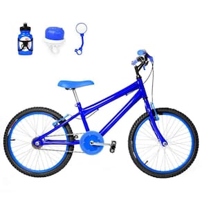 Bicicleta Infantil Masculina Aro 20+Kit Passeio Azul