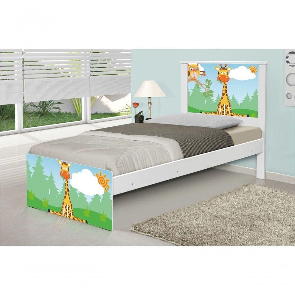 Cama Solteiro Adesivada Safari Girafa