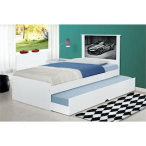 Cama Bibox Solteiro Carro Sport Chumbo Com Colchões