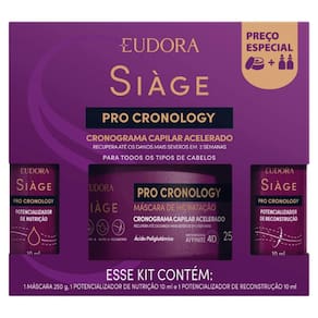 Kit Eudora Siáge Pro Cronology Máscara 250g + 2 Potencializador 10ml cada