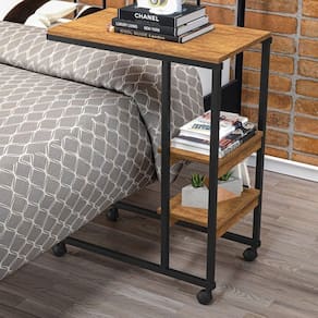 Mesa De Apoio Vintage Para Cama Emili Preto E Canela