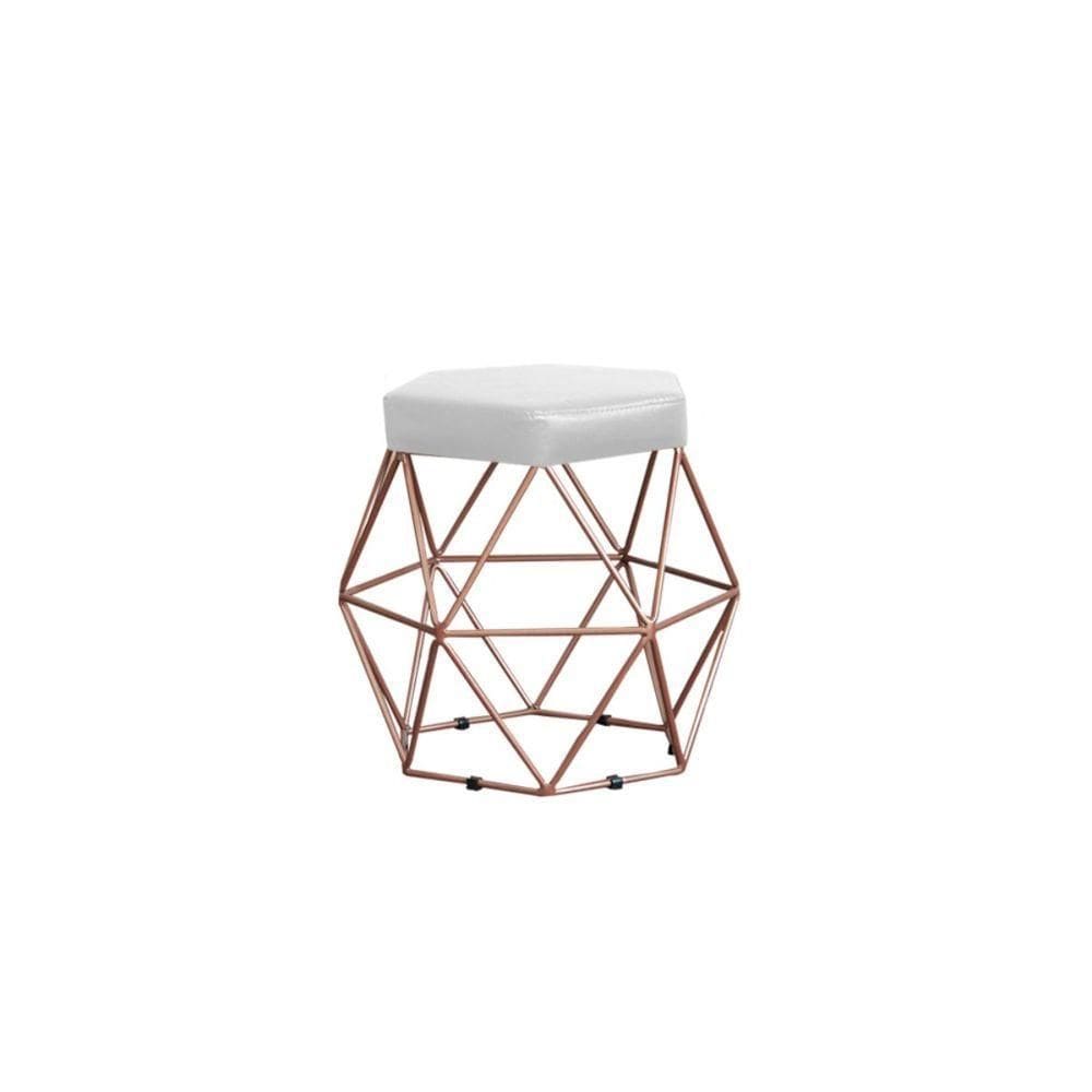 Puff Decorativo Estofado Onix Com Armação Bronze Para Sala