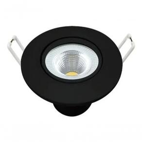 Kit 5 Spot Led 5w Redondo Embutir Branco Frio 9x9cm Preto