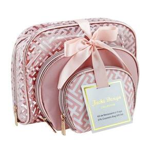 Kit De Necessaire Com 3 Peças Diamantes Jacki Design Rosa