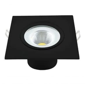 Kit 7 Spot Led 5w Quadrado Embutir Branco Frio 9x9cm Preto