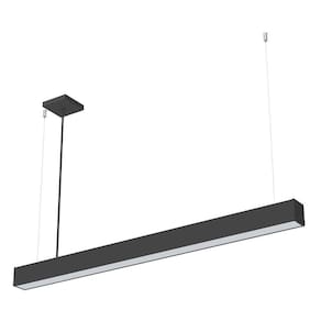 Lustre Pendente Taschibra Vetor Linear Led 20w Bivolt Preta 4000k Luz Neutra