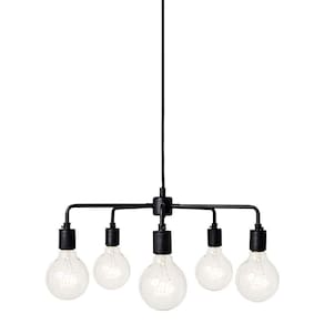 Lustre Pendente Taschibra Drops Preto Para 5 Lâmpadas E27 Bivolt
