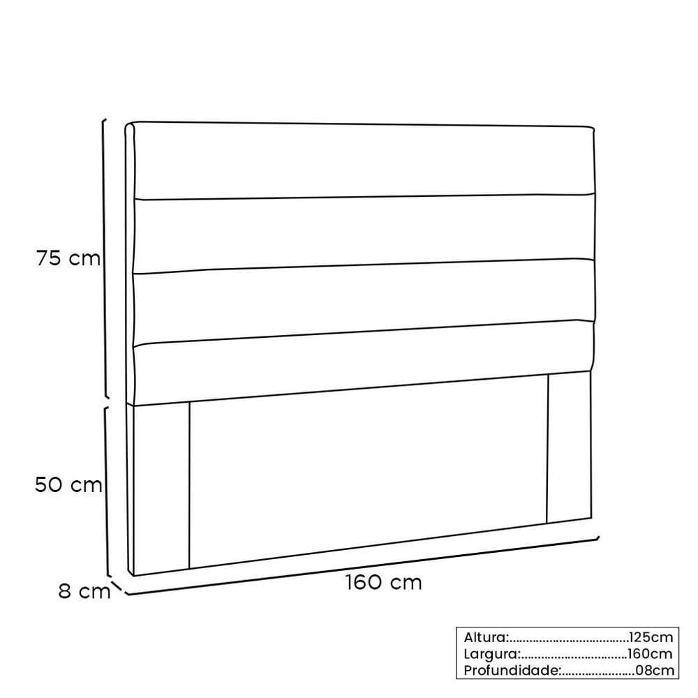 Cabeceira Queen 160 Cm Greta Suede Preto