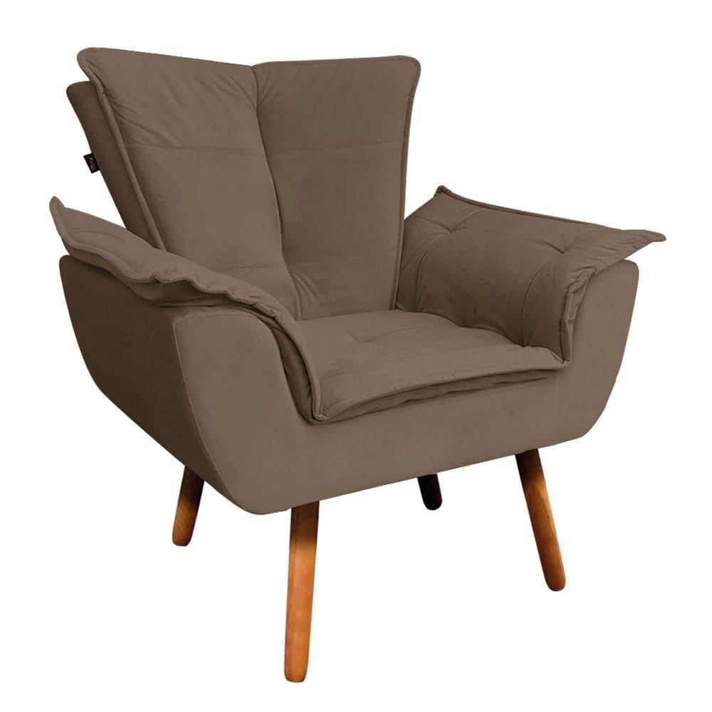 Poltrona Veludo Marrom Pés Palito Castanho D´rossi