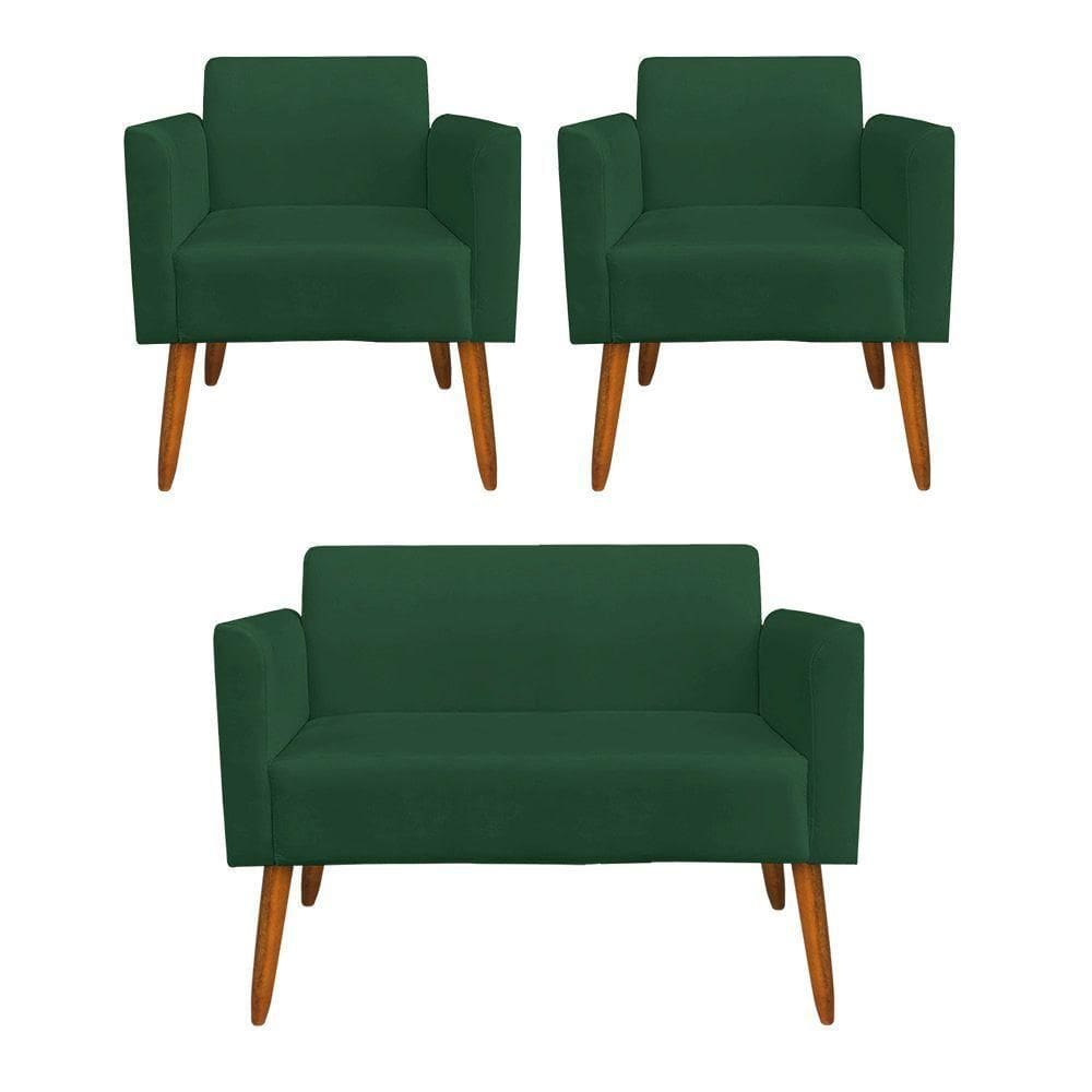 Kit 01 Namoradeira 02 Poltronas Marisa Verde