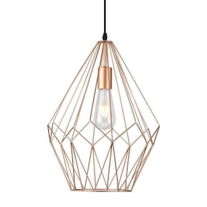Lustre Pendente Taschibra Aramado Diamond Cobre E27 Bivolt