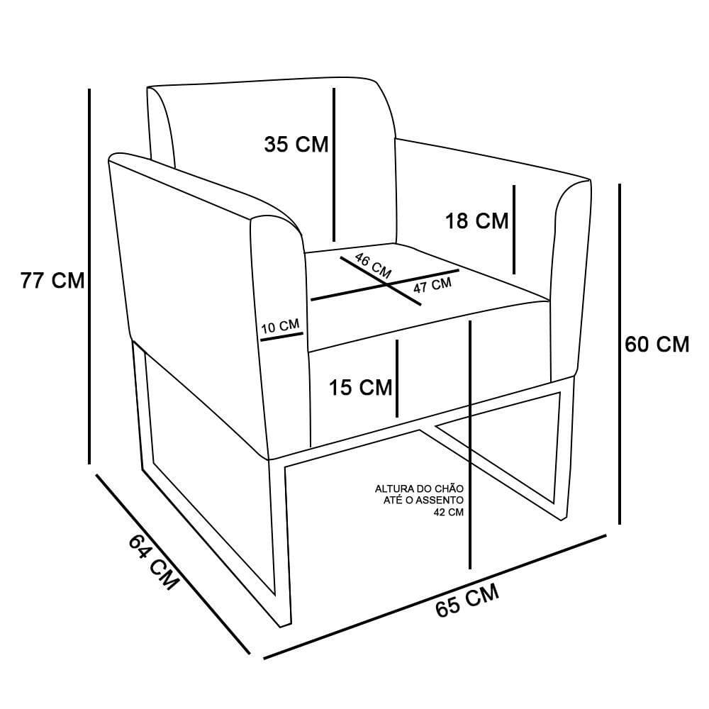 Kit 02 Poltronas Marisa Base Preto Azul Marinho