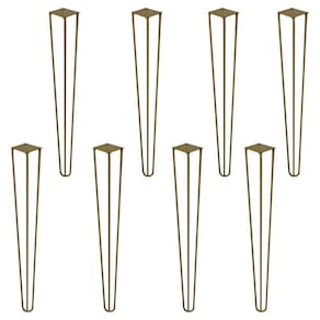 Kit 8 Pés De Metal 90 Cm Aparador E Mesa De Canto Dourado