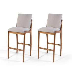 Conj 2 Banquetas Com Encosto Estofadas Cinza Claroeb