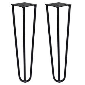 Kit 2 Pés De Metal 30 Cm Mesa De Canto Rack E Puffs Preto