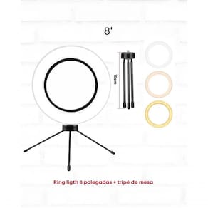 Ring Light 8" De Mesa + Tripé Iluminador Arco De Led