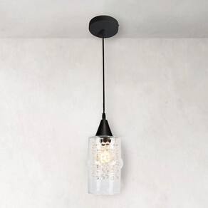 Lustre Pendente Taschibra Cristal Ali Liso E27 Transparente Bivolt Preto