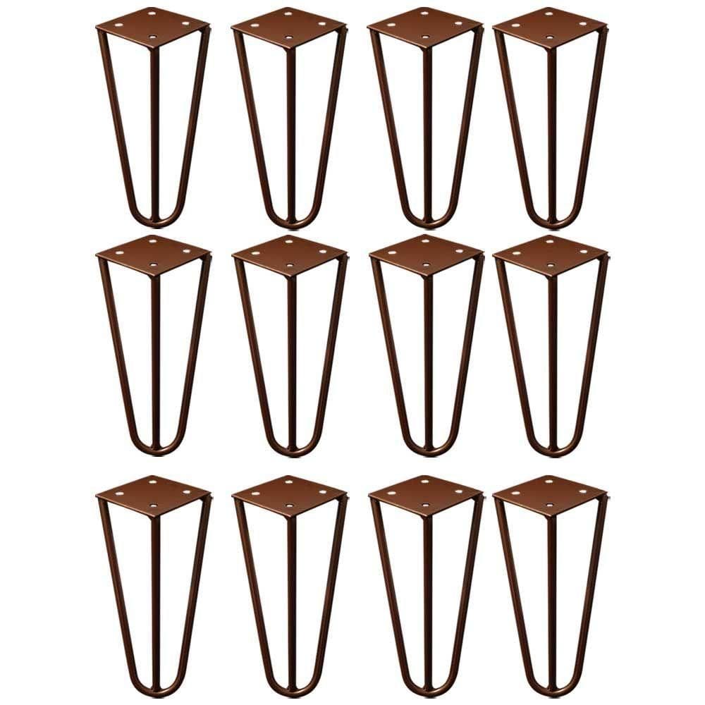 Kit 12 Pés De Metal 15 Cm Mesas De Centro Puffs Bronze