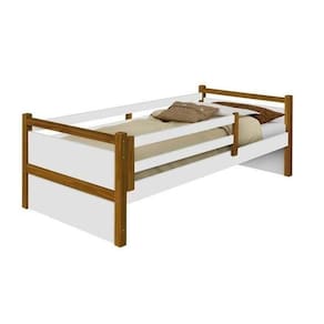 Cama Juvenil Bianca Branco/Mel Com Pés Em Madeira
