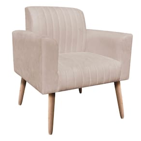 Poltrona Viena Gomada Suede Pés Palito Natural D`rossi Cor Bege