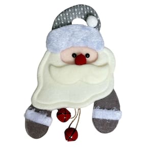 Enfeite Natalino Para Maçaneta De Porta Papai Noel Com Guizo 23cm