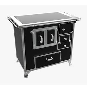Fogão a Lenha Venâncio Vitrocerâmico N° 02 Gabinete e Porta Dupla Esquerdo Preto S/ tampa FL2GV