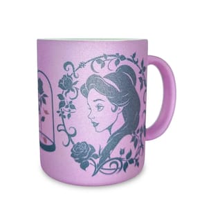 Caneca De Ceramica Glitter Rosa Bella A Bella E A Fera