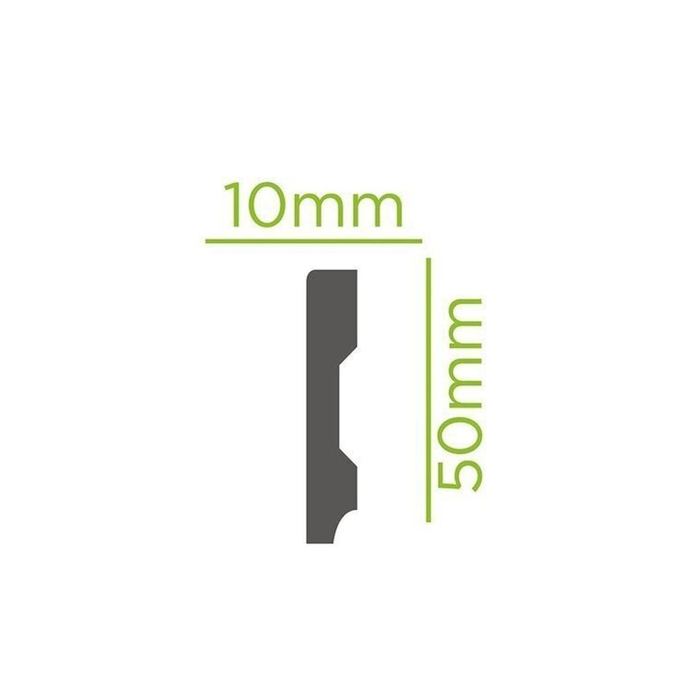 Kit com 15 Barras Rodapé de Poliestireno Slim 5cm X 10mm Liso 36m Branco