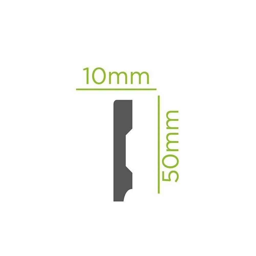 Kit com 5 Barras Rodapé de Poliestireno Slim 5cm X 10mm Liso 12m Branco