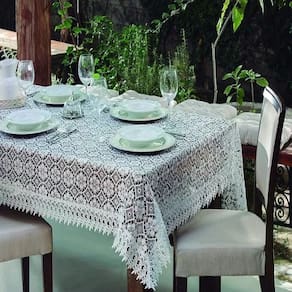 Toalha de Mesa Quadrada 4 Lug Jolitex Lisboa Rendada Branca