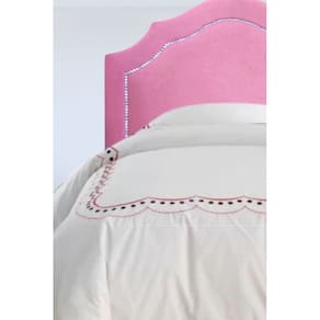 Cabeceira Para CamaBox Solteiro Veludo Rosê com Tachas Prata
